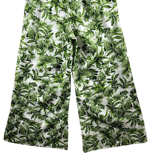 Midnight Sky NWT Linen Blend Women M Green Tropical Wide Leg Pants Boho Vacation - Picture 10 of 12